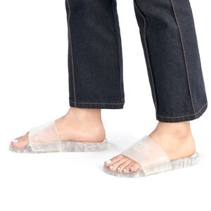 NWT, COACH Ulyssa Logo Transparent Slides, Clear, Sz 8